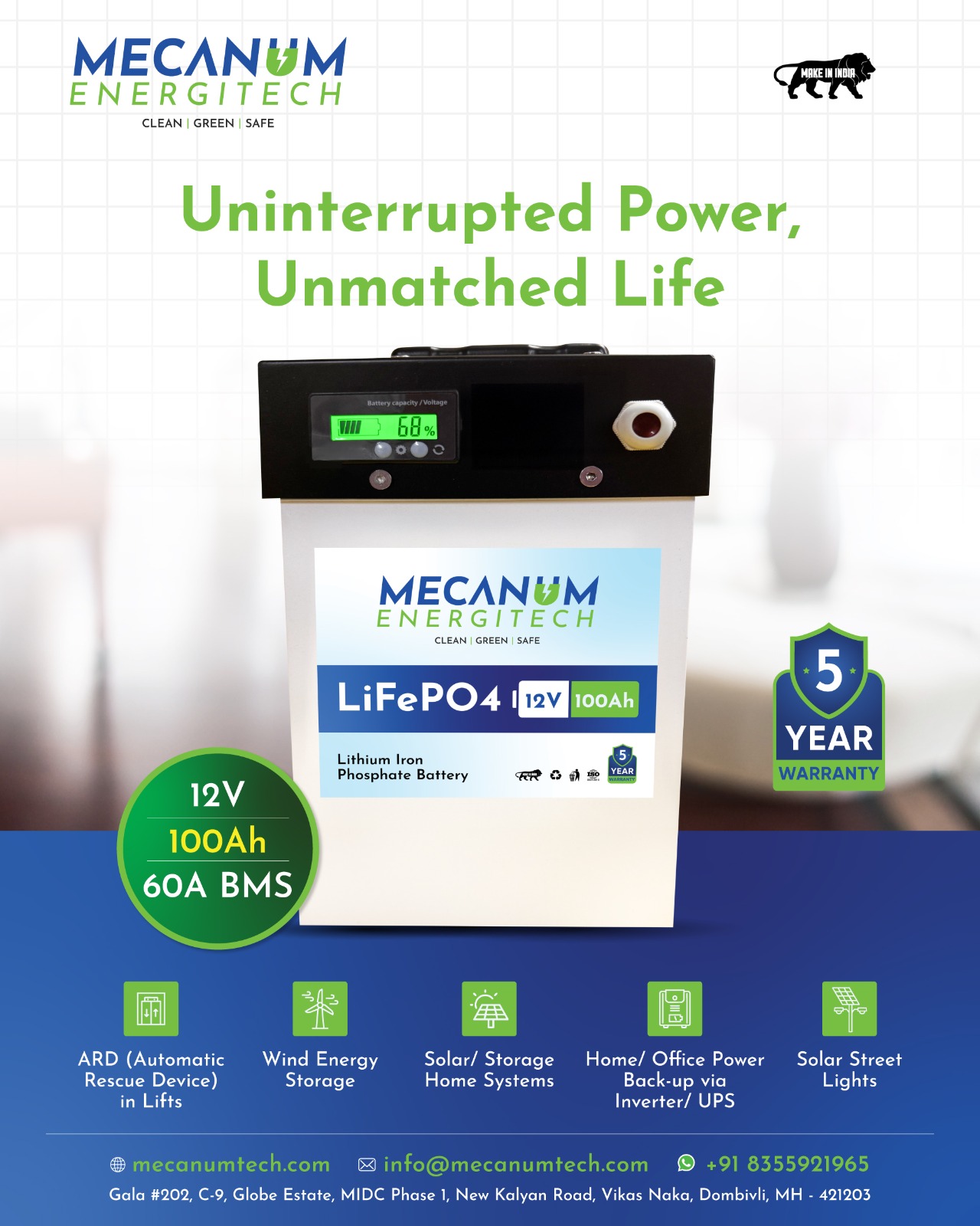 Mecanum LFP 12V 100Ah